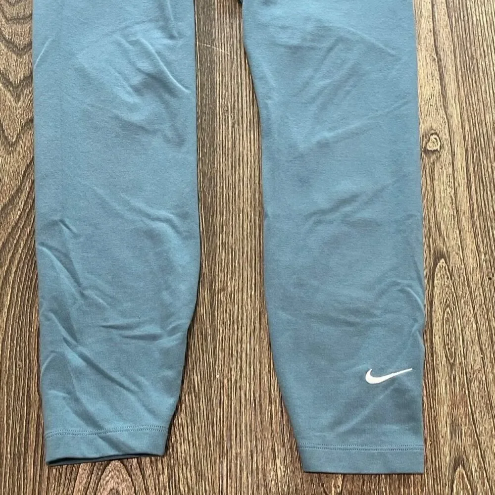 Nike Womens Cropped Leggings Mid Rise Elastic Waist Pull-On Stretch Blue Size M